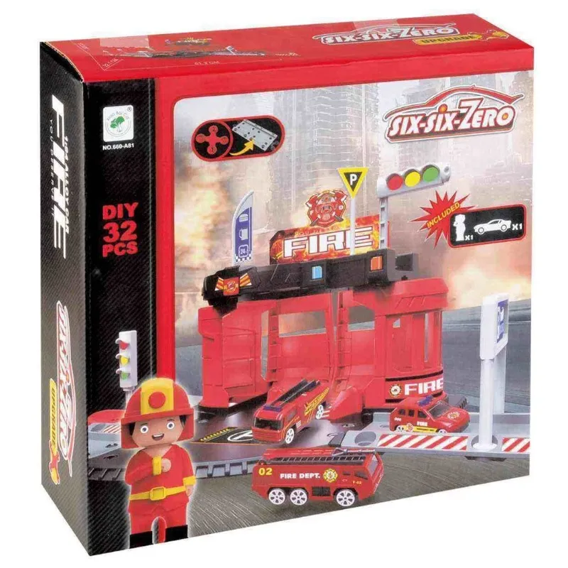 مجموعة لعبة مركز الإطفاء – لون أحمر