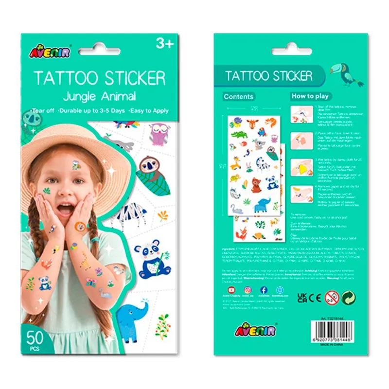 ملصقات التاتو 50 قطعة – بتصميم حيوانات الغابة