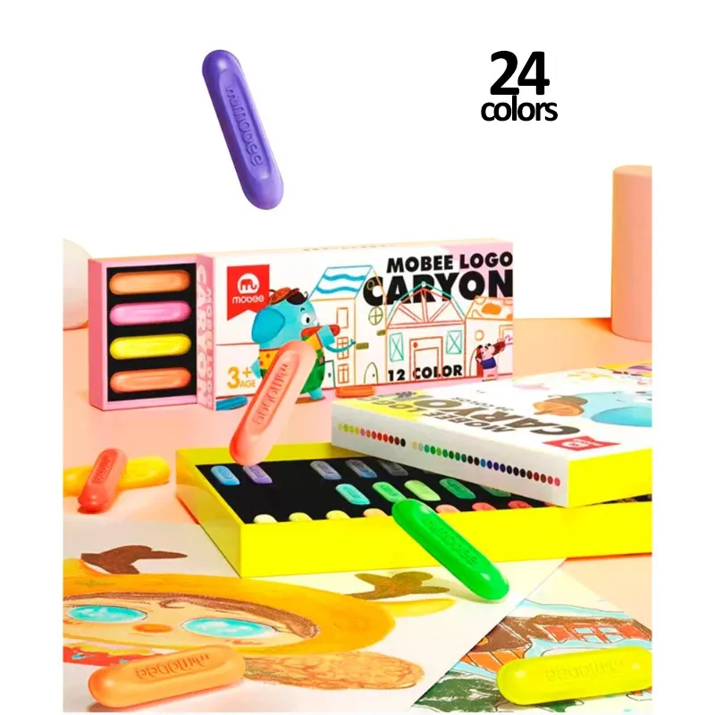 موبي – مجموعة أقلام تلوين شمعية شكل البسكويت 24 لون