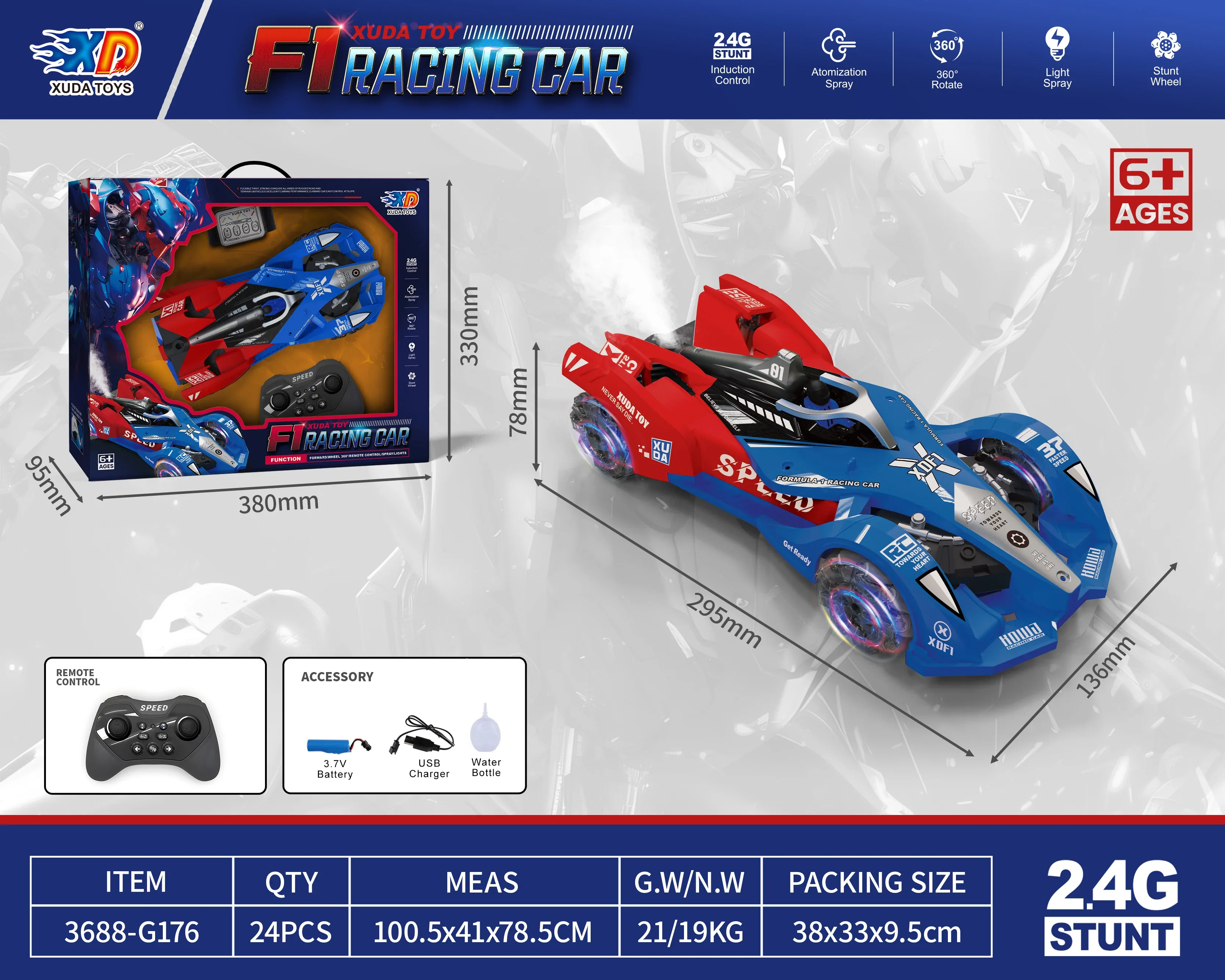 2. 4G 12 Fun Remote Control Car With Light And Music - Blue