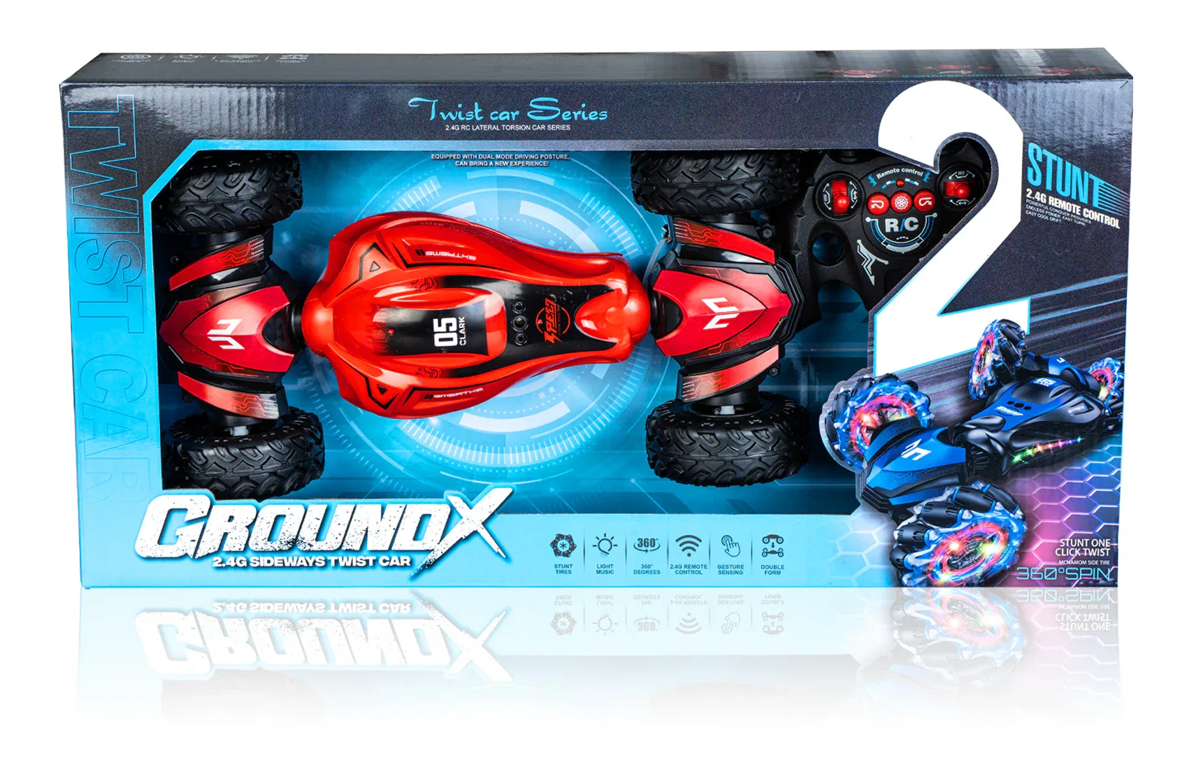 2. 4G Ground X Remote Control Car With Light And Music - Red
