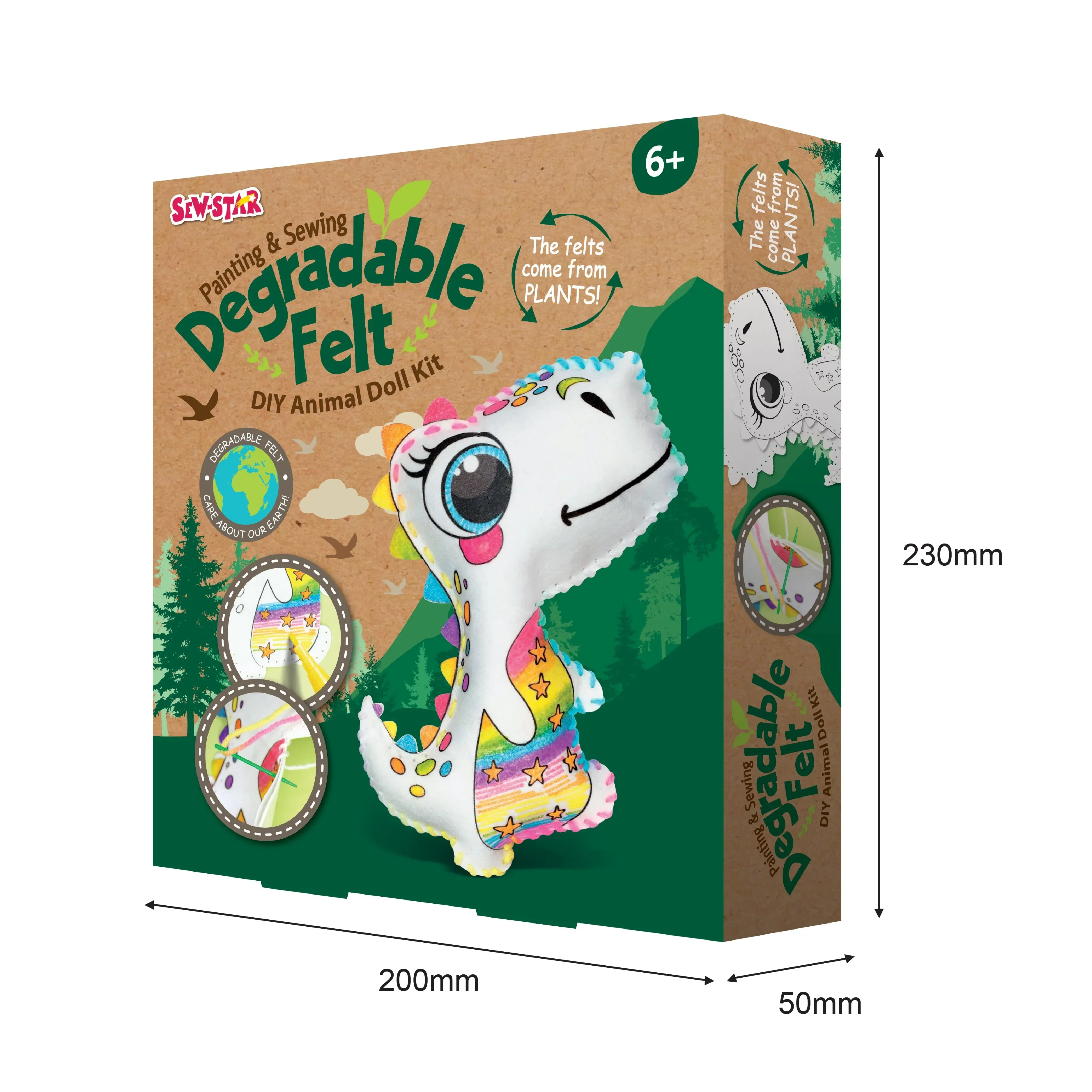 Degradable Felt Diy Animal Doll Kit Dinosaur