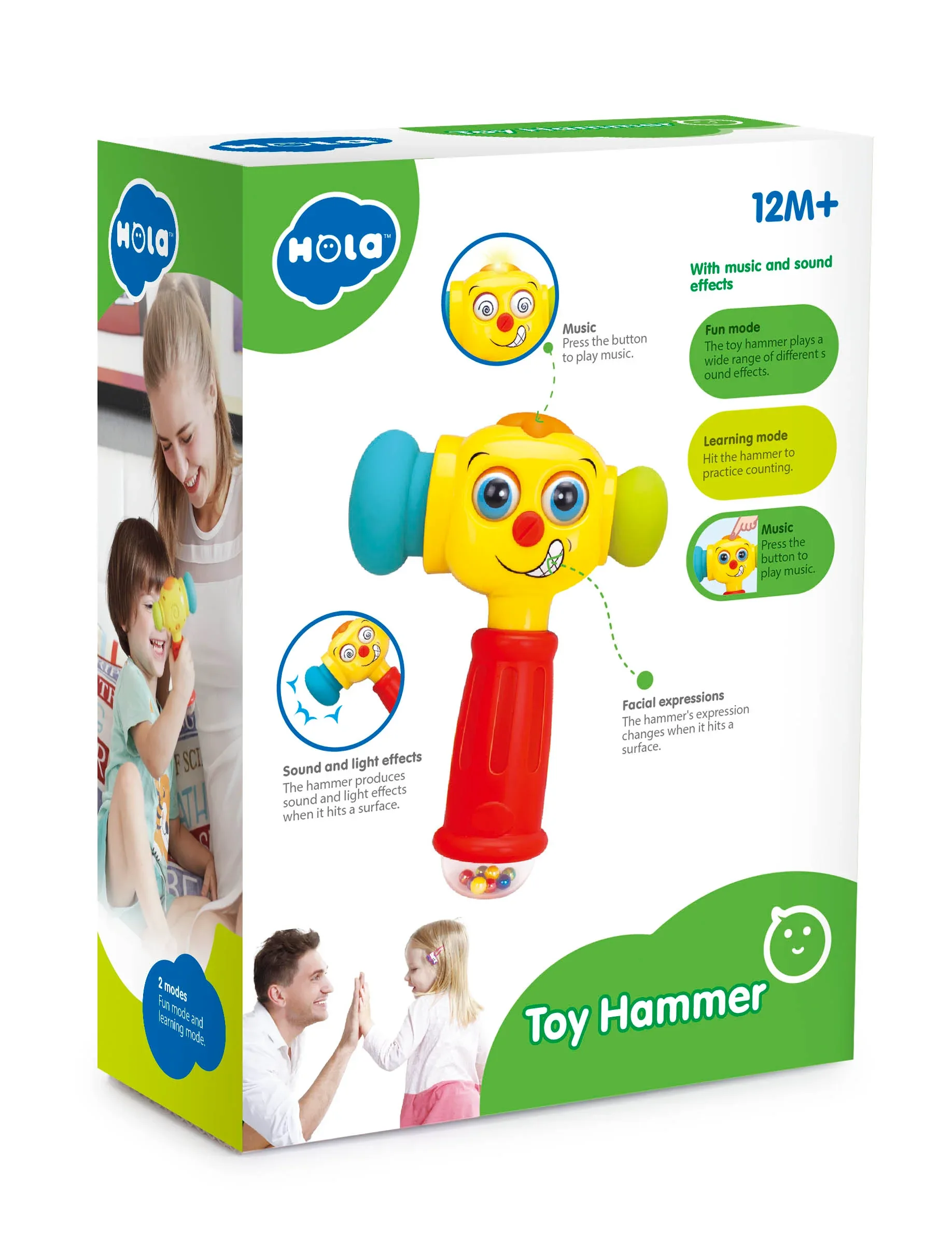Hola 2 in 1 Toy Hammer With Music And Light Language Learning