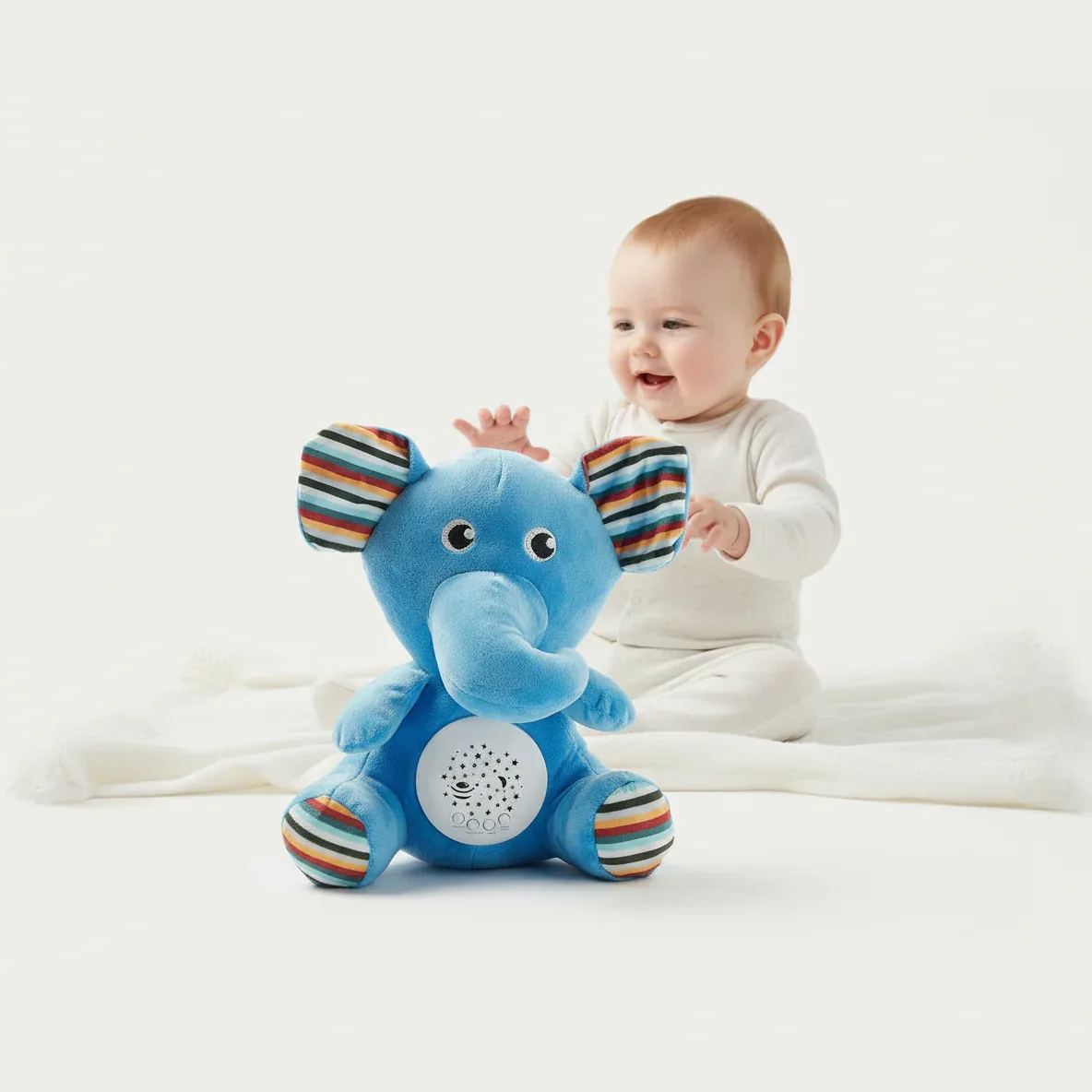 Musical elephant toy plush projection