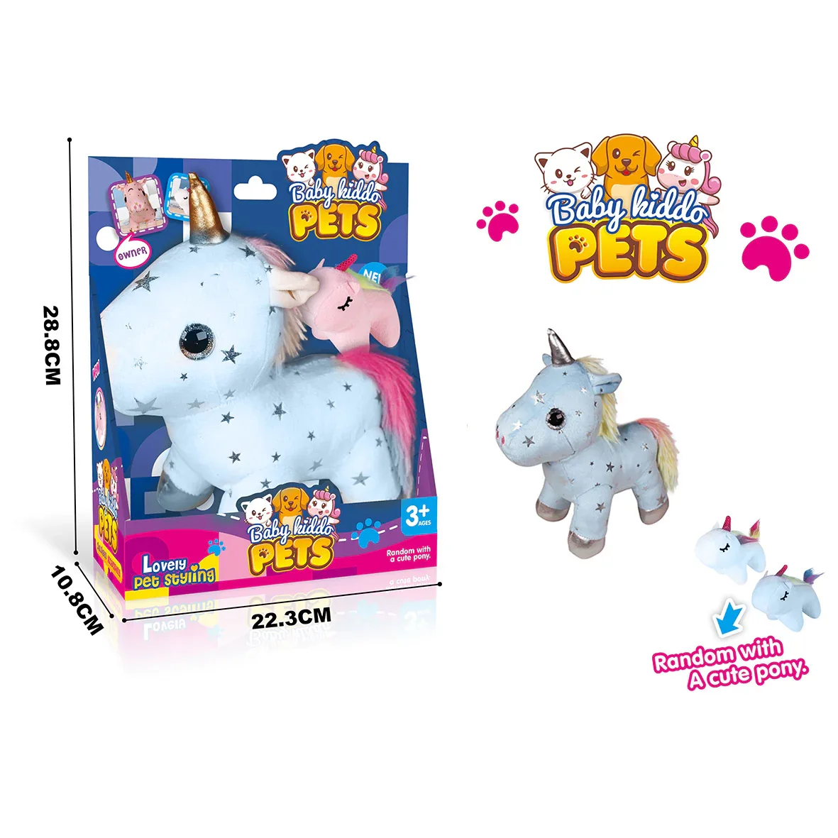 Baby Hiddo Pets Unicorn Set T. Bx - Blue