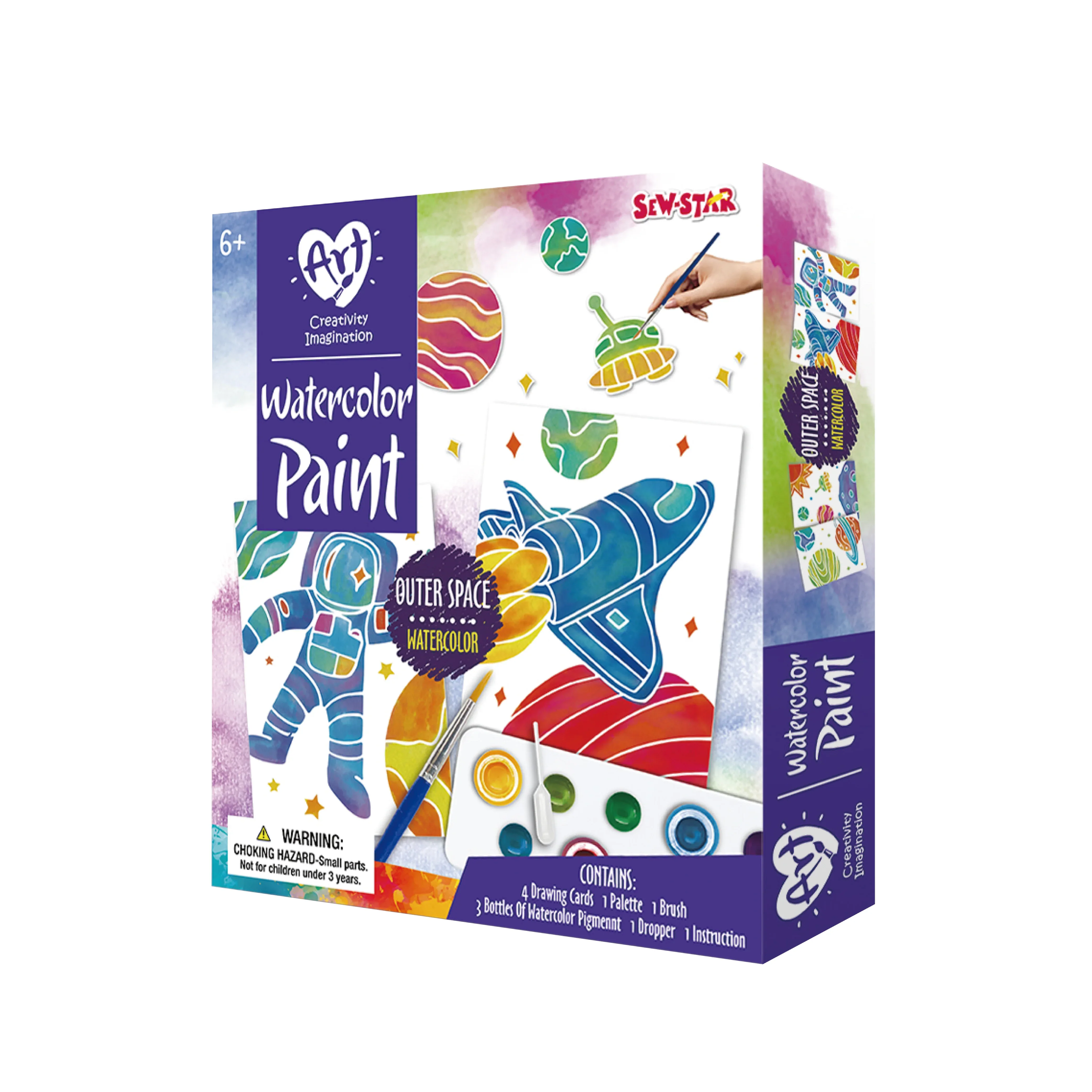 Sew Star Watercolor Painting Art-Astronaut