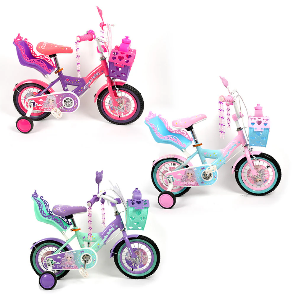 دراجة للأطفال مع سلة وعجلات تدريب