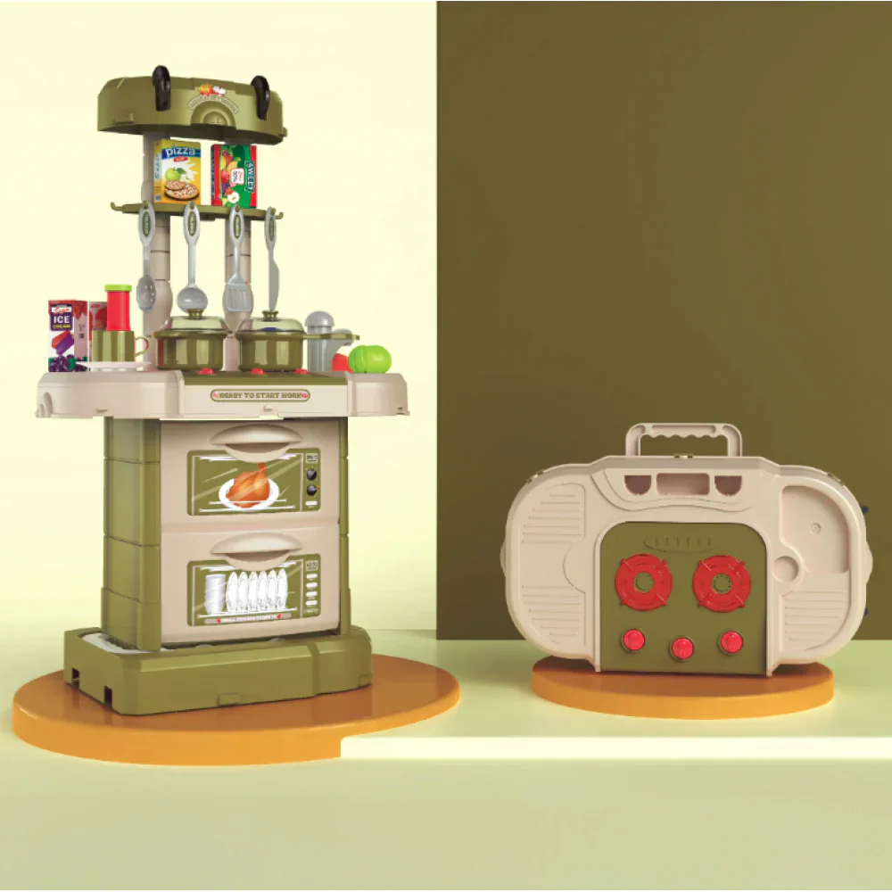 مجموعة أدوات مطبخ مكونة من 43 قطعة، ألعاب أدوات مائدة بلاستيكية محمولة 3 في 1