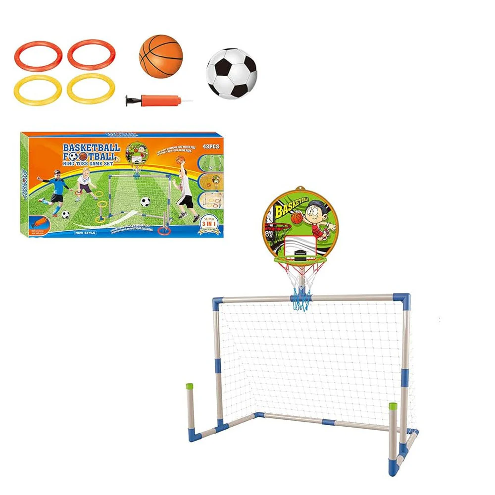 مجموعة باب شبكة كرة السلة وكرة القدم للأطفال