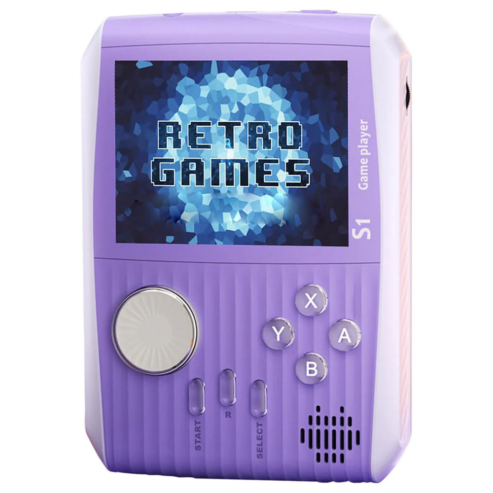 وحدة تحكم ألعاب صغيرة محمولة للأطفال مع 666 لعبة كلاسيكية ريترو بطارية قابلة للشحن 3 بوصة - بنفسجي