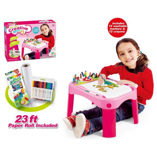 طاولة الرسم - وردي