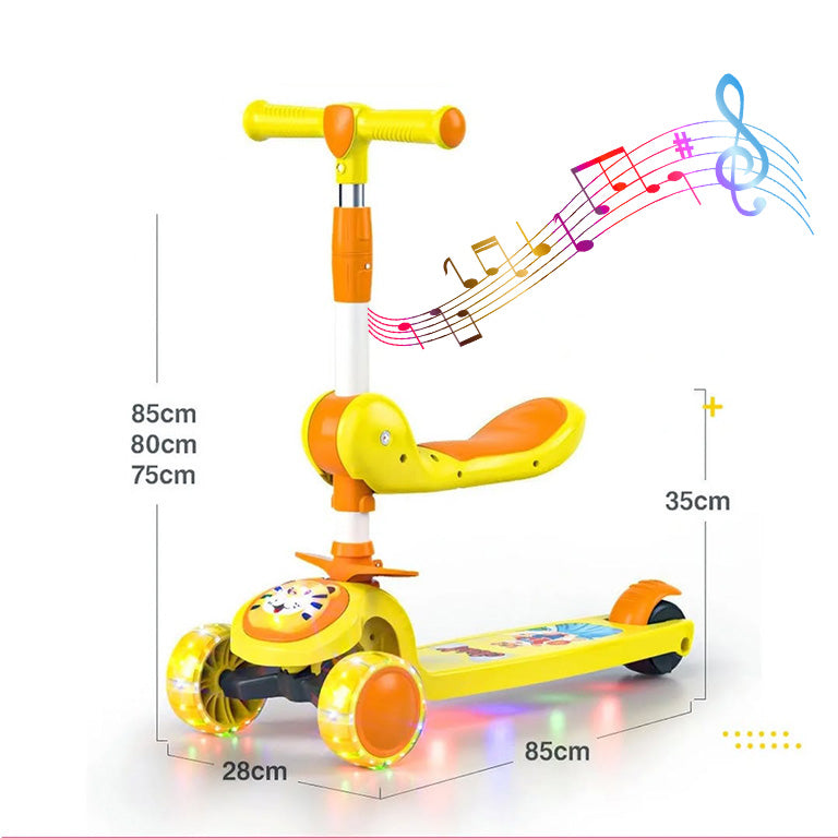 اسكوتر بمقعد 2 في1 - اصفر