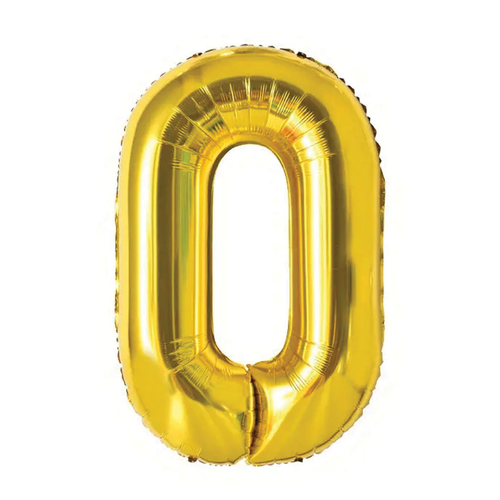 بالون هيليوم ذهبي رقم 0 عدد 1 قطعة