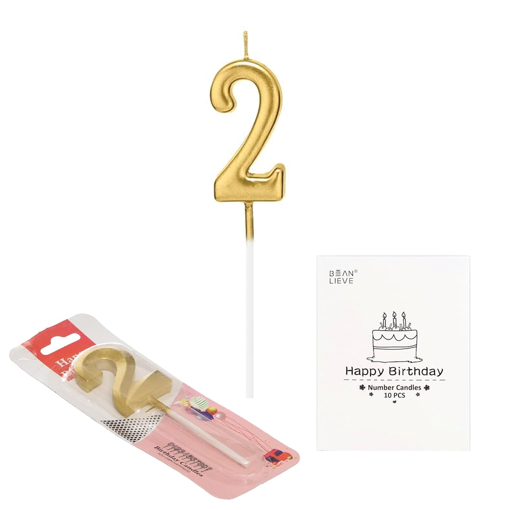 شمع ذهبي رقم 2 عدد 1 قطعة