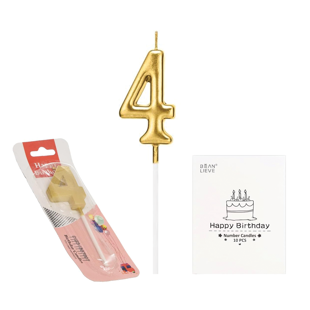 شمع ذهبي رقم 4 عدد 1 قطعة