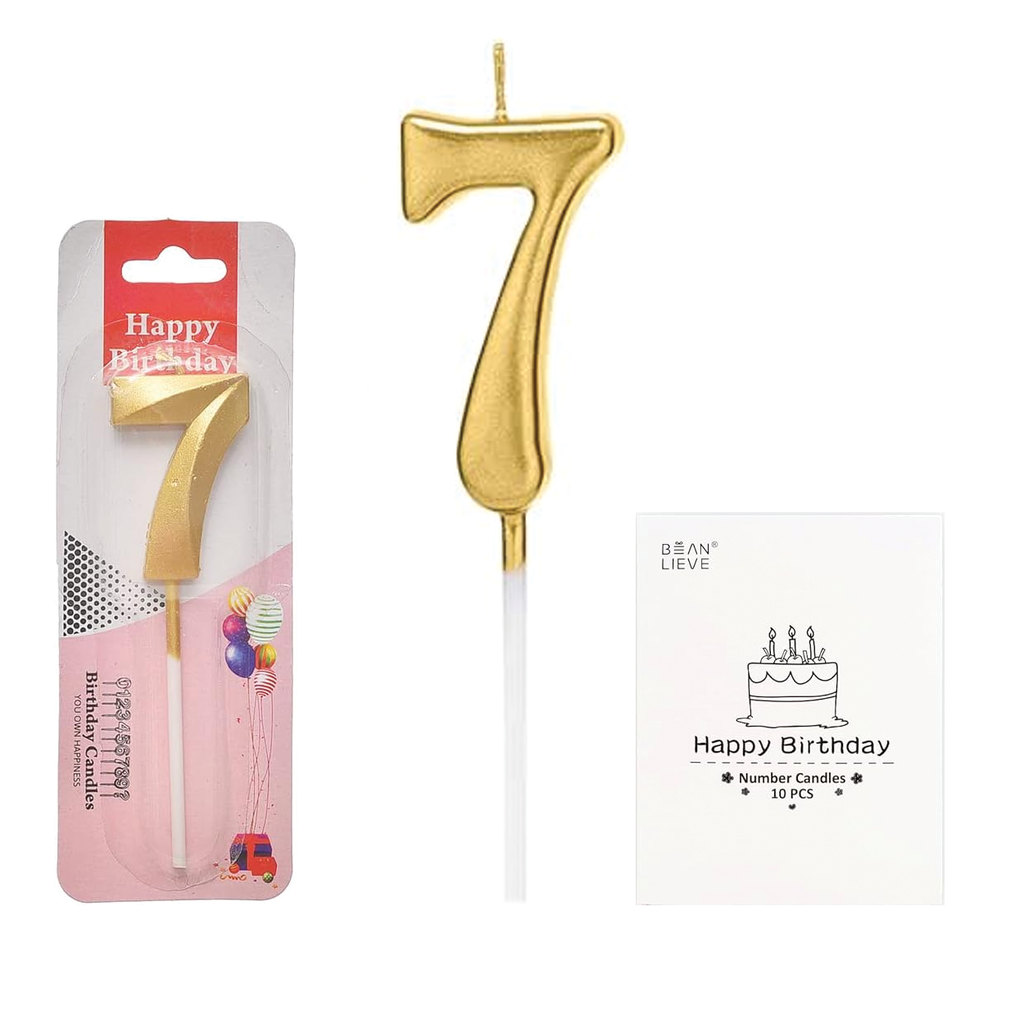 شمع ذهبي رقم 7 عدد 1 قطعة