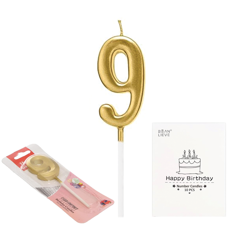 شمع ذهبي رقم 9 عدد 1 قطعة