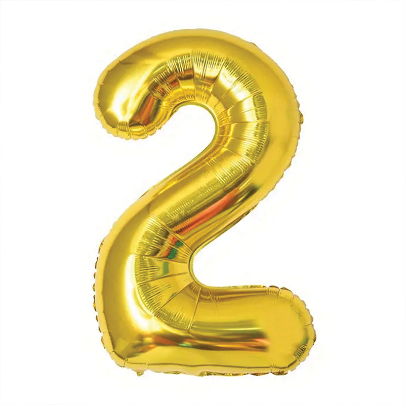 بالون هيليوم ذهبي رقم 2 عدد 1 قطعة