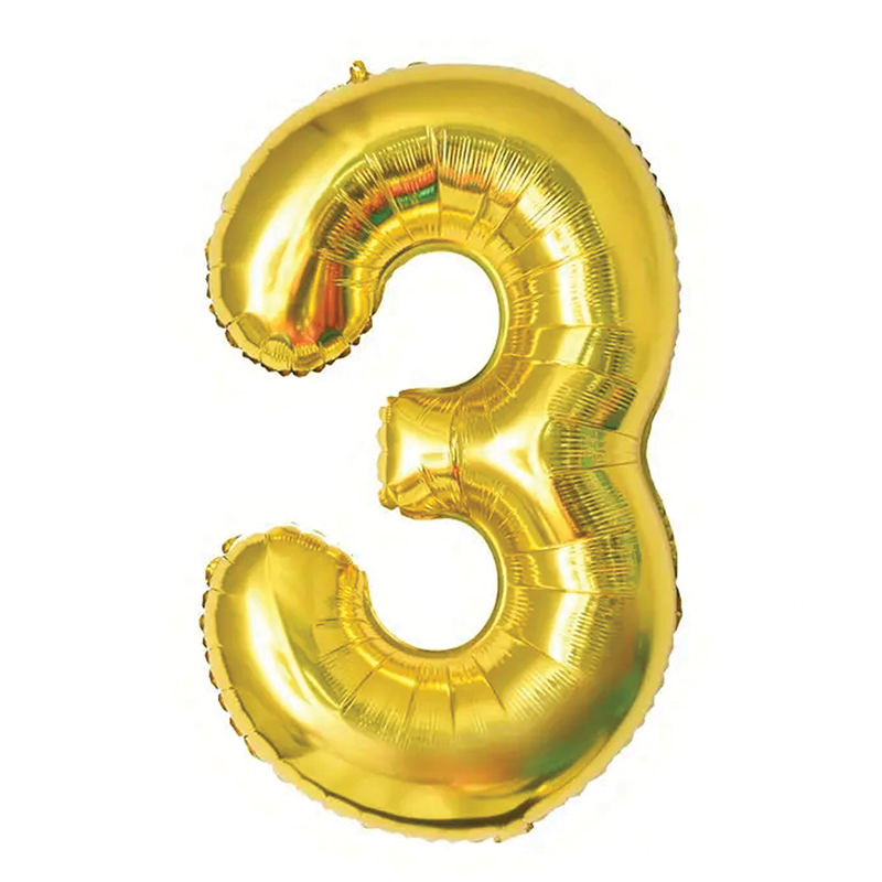 بالون هيليوم ذهبي رقم 3 عدد 1 قطعة