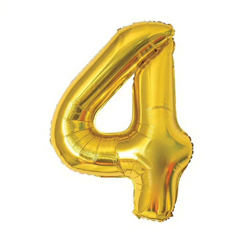 بالون هيليوم ذهبي رقم 4 عدد 1 قطعة