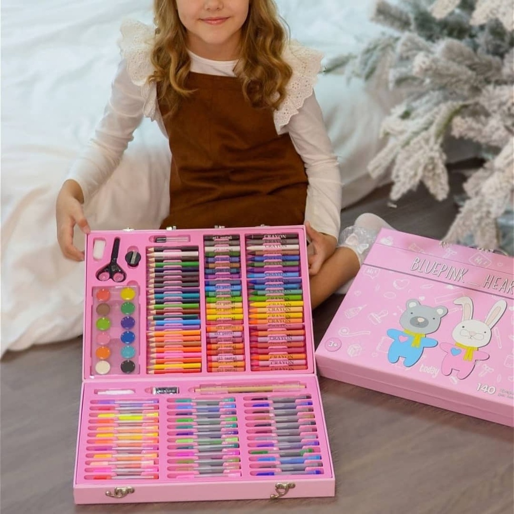 حقيبة الوان 152 قطعة - وردي