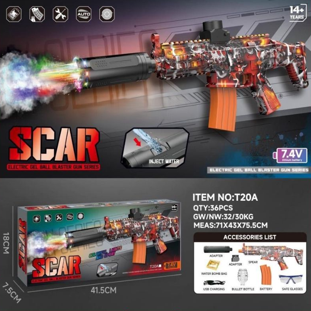 مسدس طلقات الجيل اضاءة+دخان - برتقالي