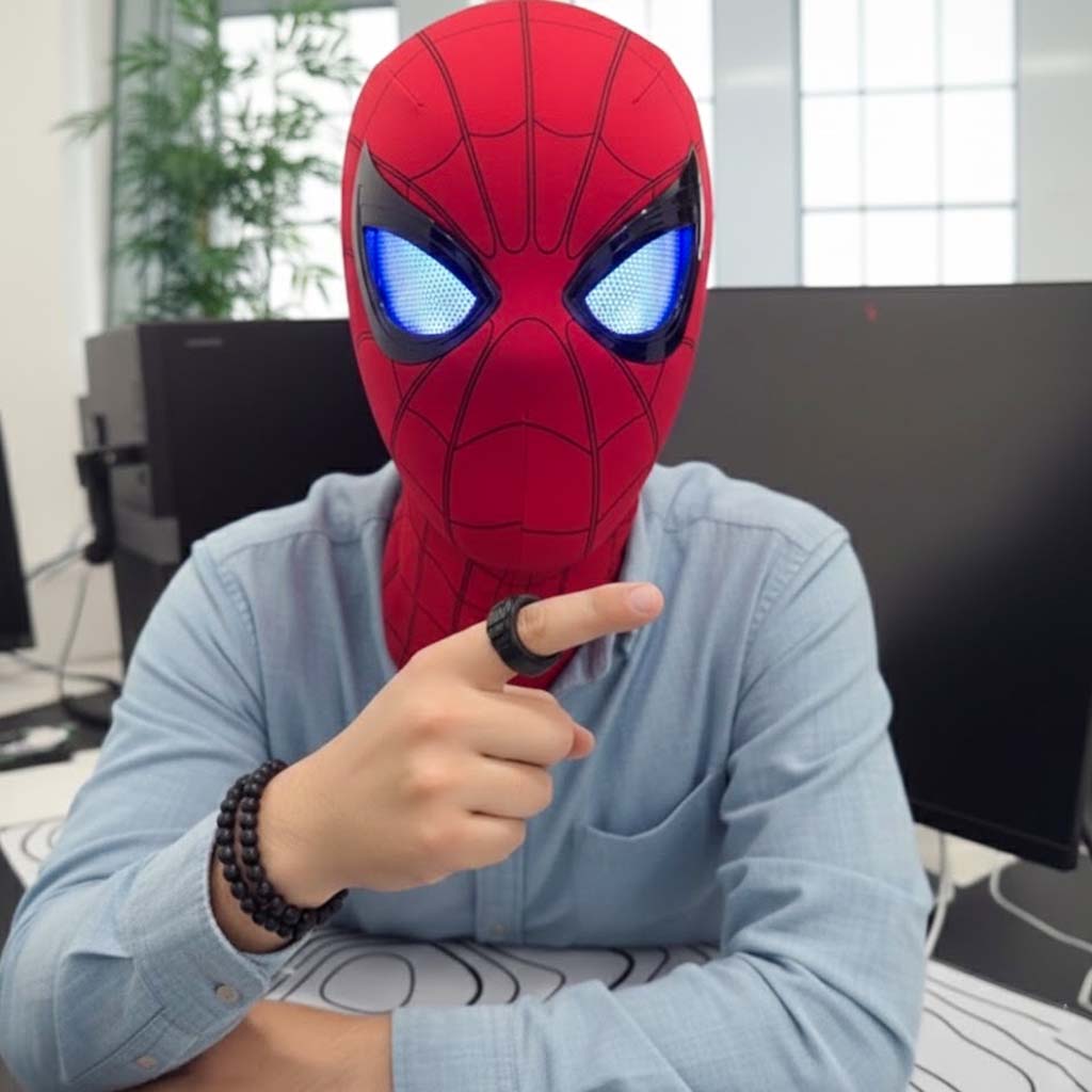 قناع سبايدرمان مضئ مع ريموت