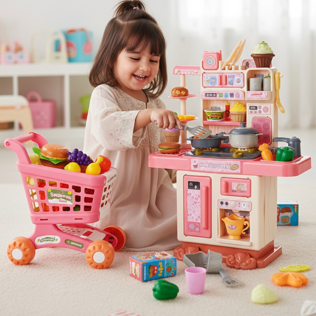مجموعة العاب المطبخ مع عربة