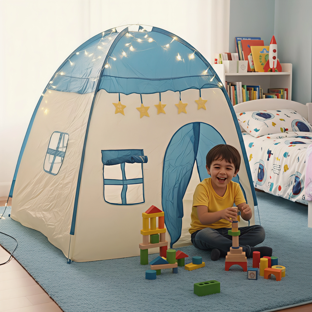 خيمة المرح مع اضاءة - ازرق
