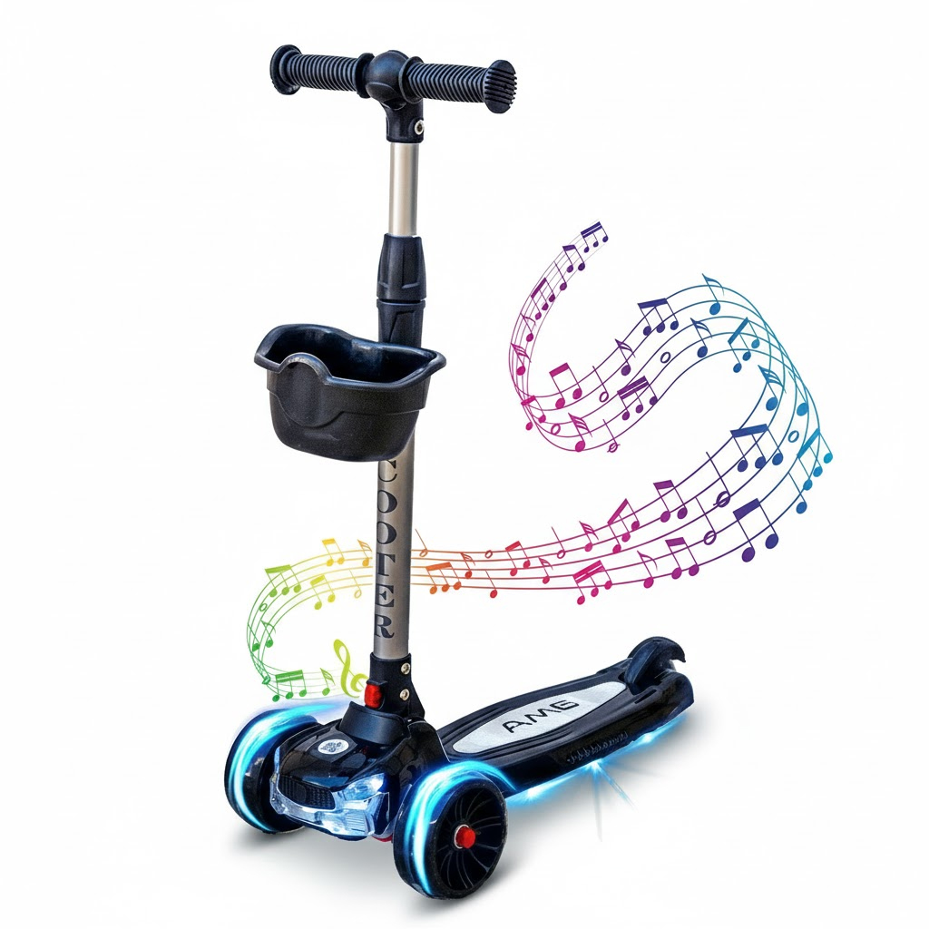 اسكوتر مضئ لامع - اسود