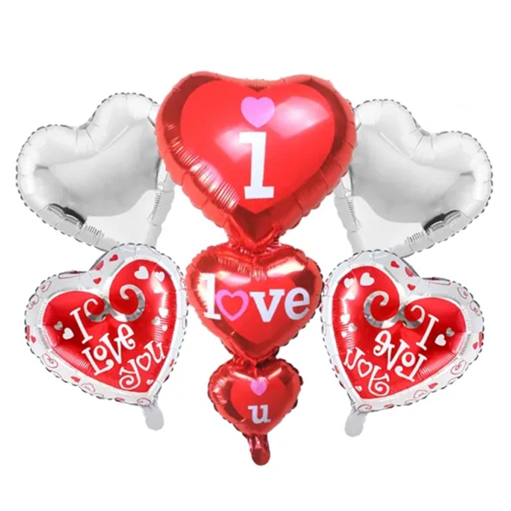 مجموعة بالونات عيد الحب سيلفر