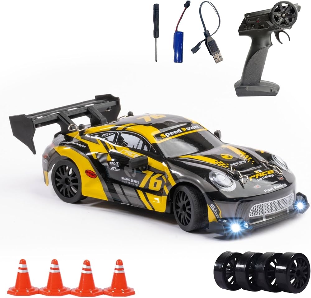 سيارة السبق مع ريموت - اصفر