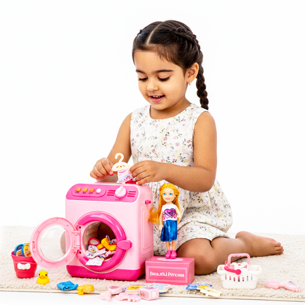 مجموعة لعبة غسالةمع أضواء وموسيقى