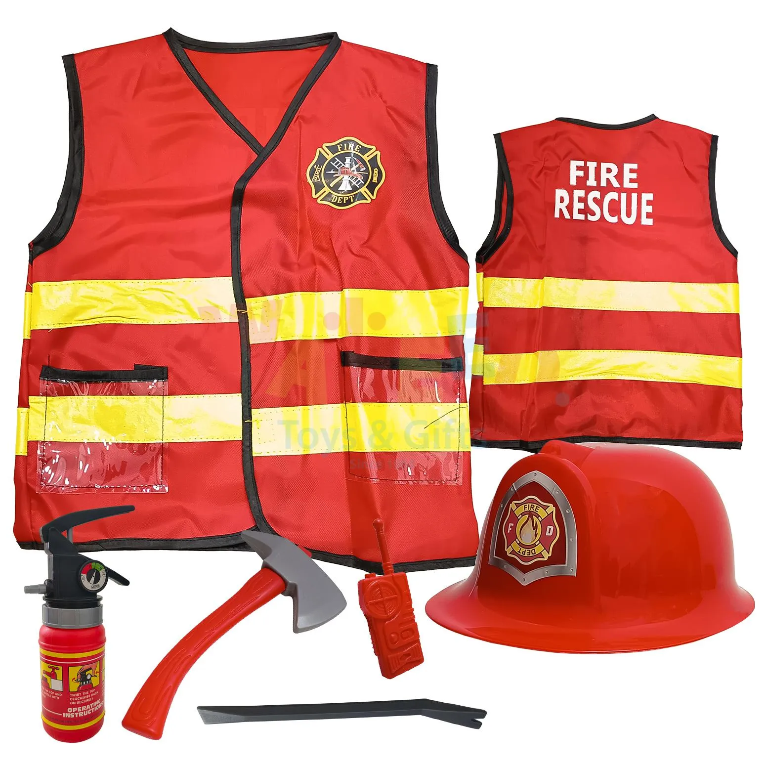 Kids Firefighter Vest & Helmet Role Play Set