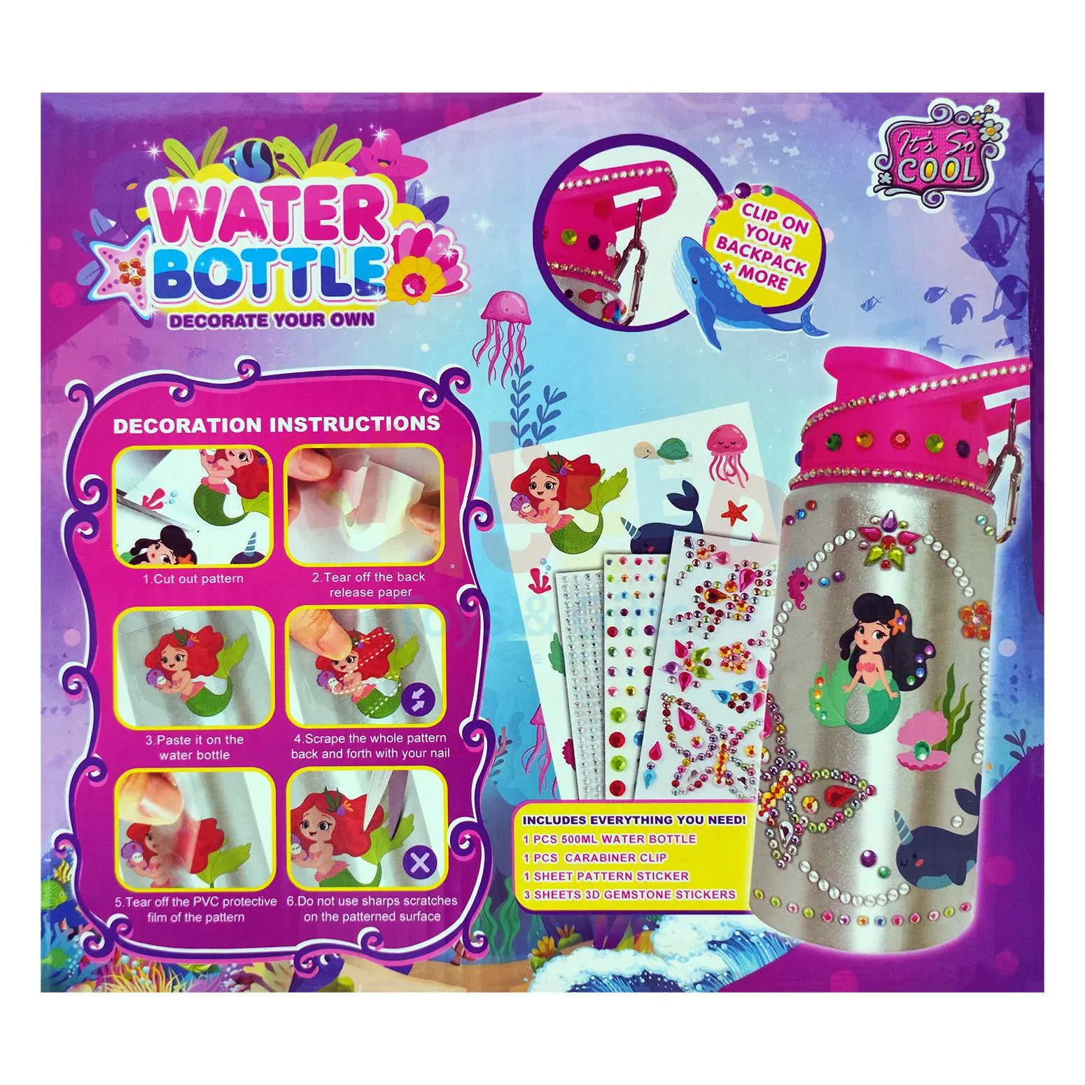 Water Bottle Gift Set with Stickers