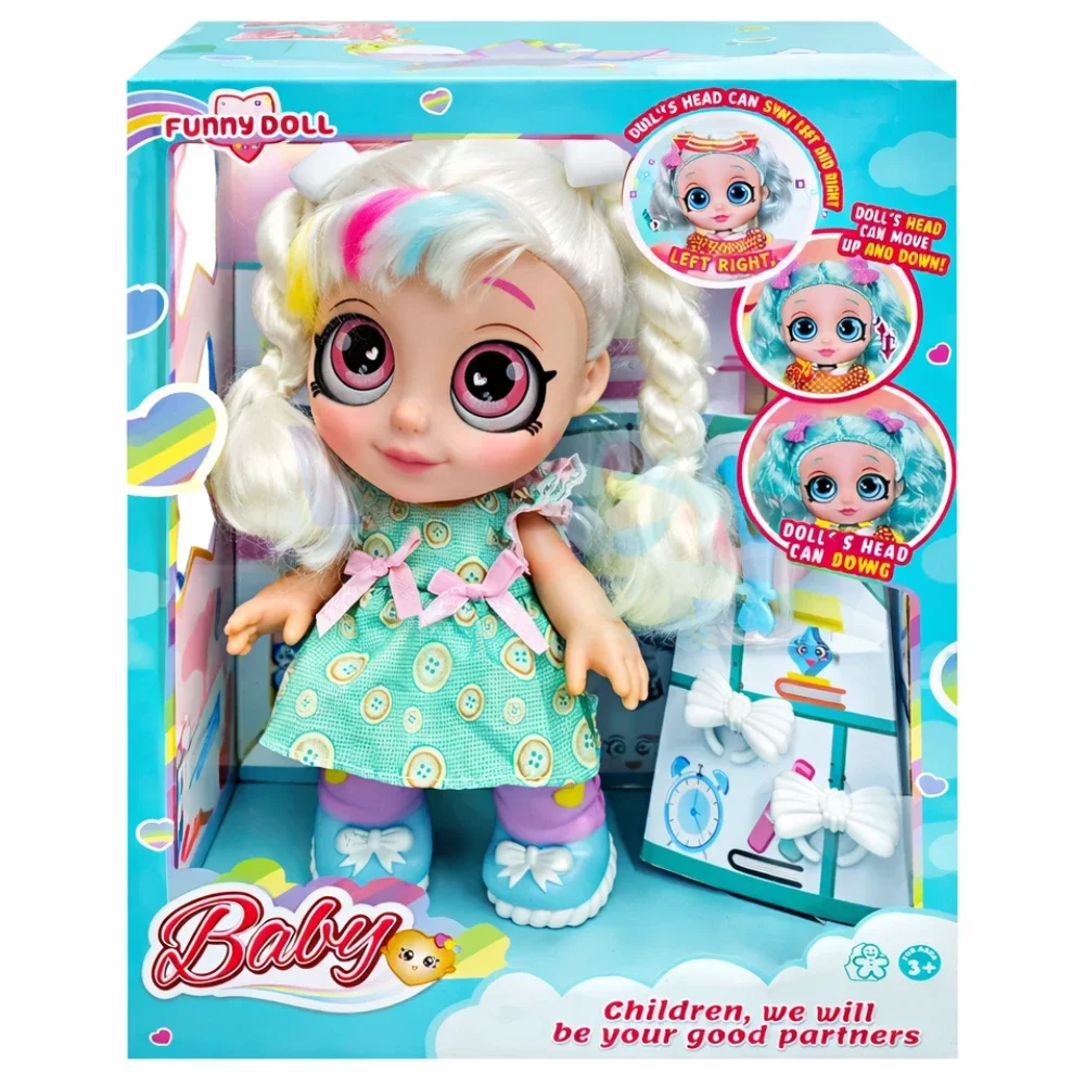 Funny Baby Doll with 3D Eyes & Moving Head – Assorted Colors