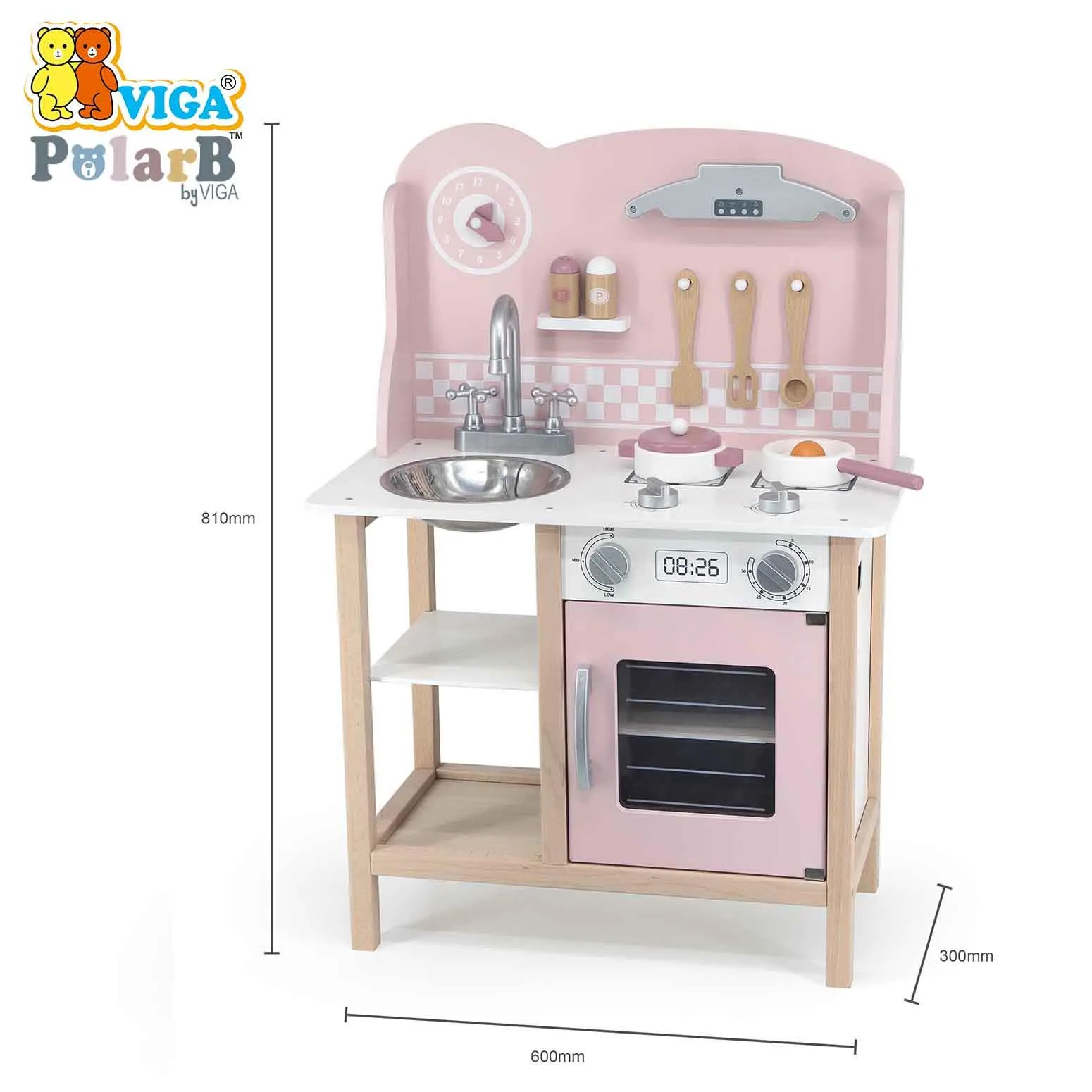 Pink Wooden Kitchen with Accessories