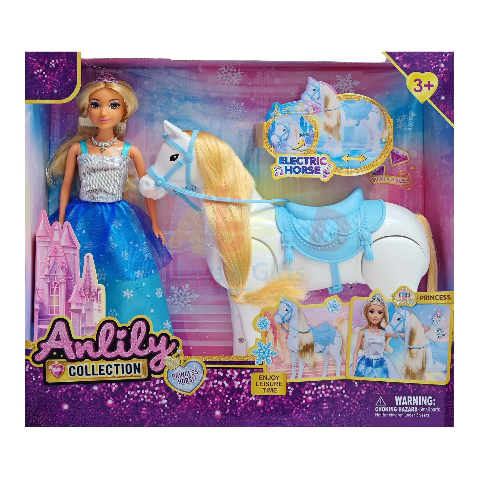 Anlily Princess Carriage Playset with Horse & Doll